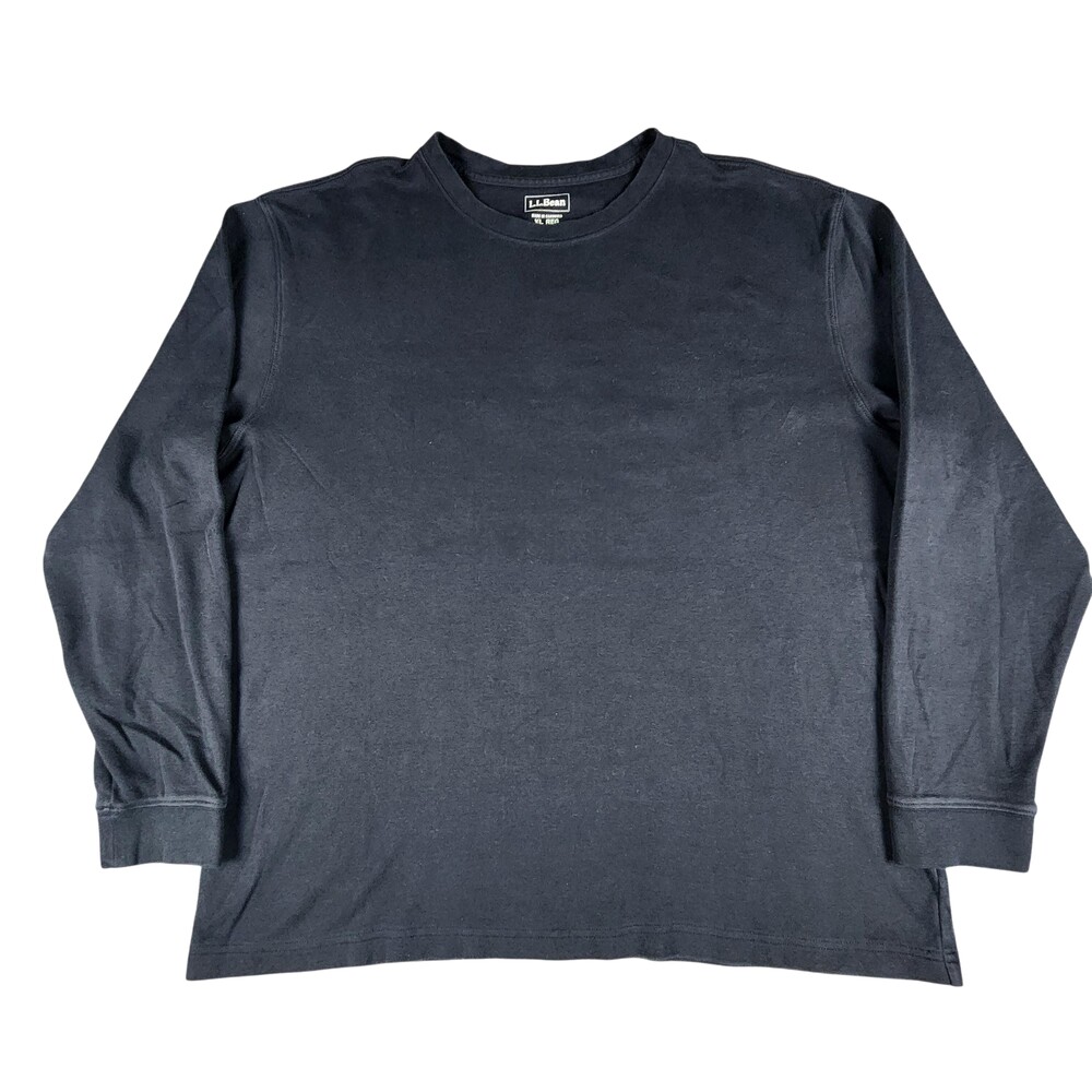 L.L. Bean Shirt Mens XL Black Long Sleeve 100% Cotton Tagless Crewneck Tee